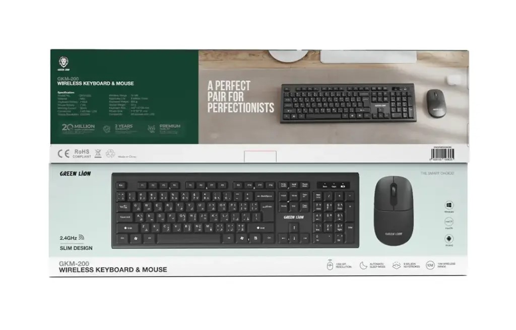 GREEN LION GKM-200 Wireless Keyboard and Mouse Combo